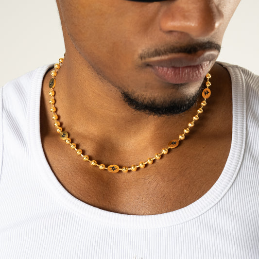 Chaîne Bead link Signature Dorée