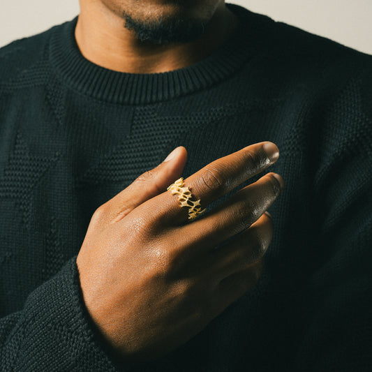 Iced Monogram Ring Doré