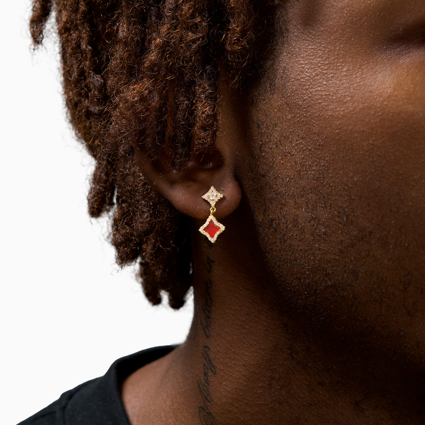 Stars & Flowers gold earrings - Red