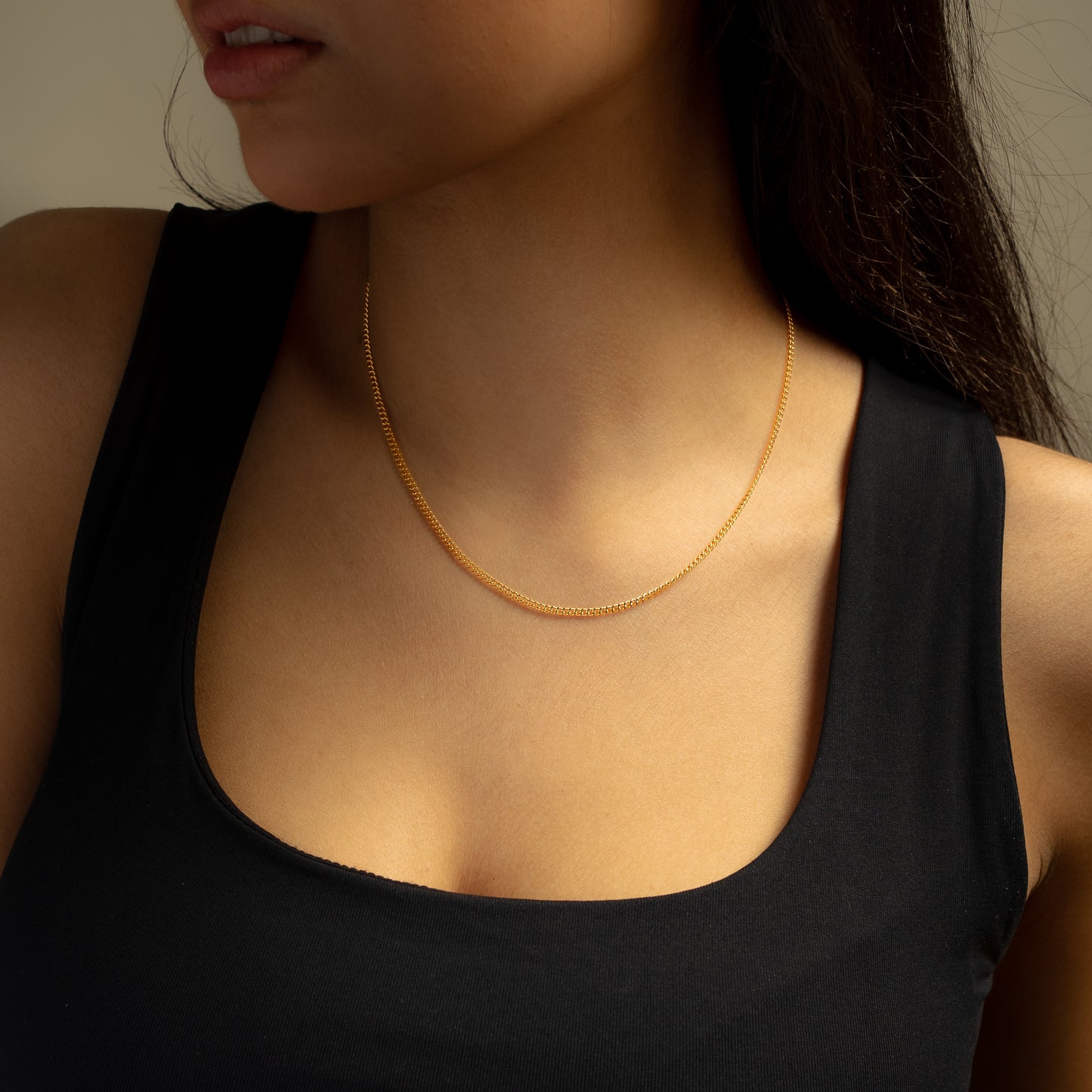 Chaîne Cuban link 2 mm dorée