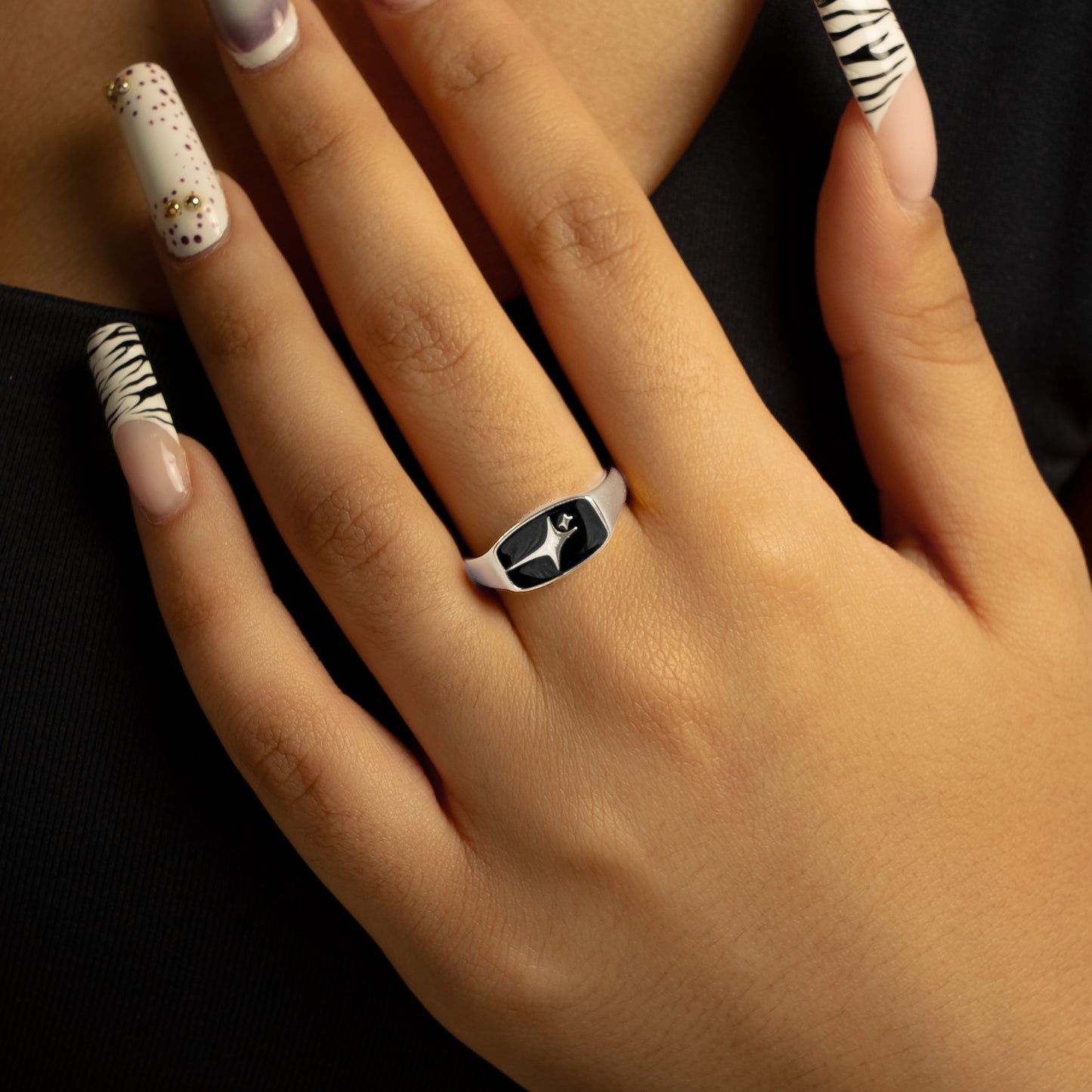 Signature Rectangle signet ring silver