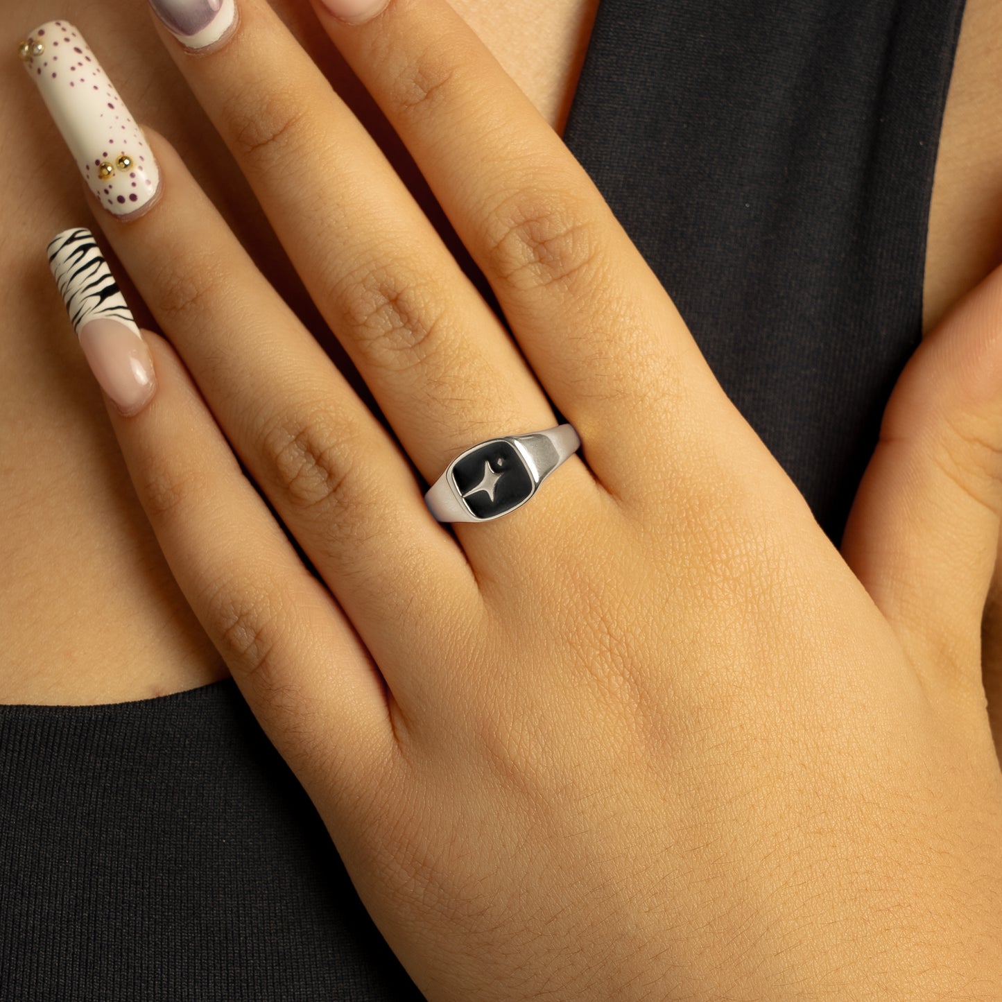 Signature Square signet ring silver