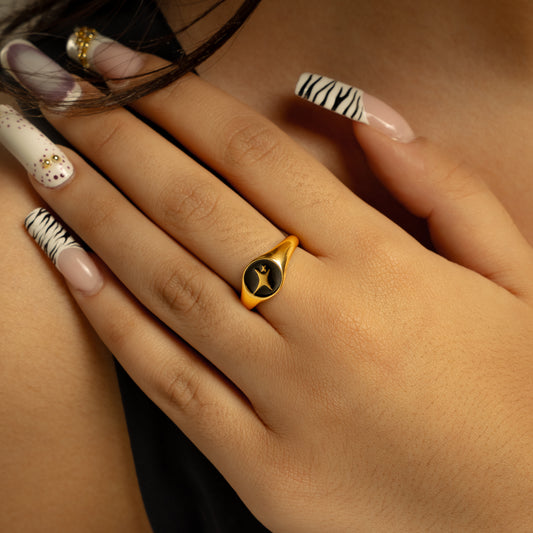 Signature Round signet ring dorée
