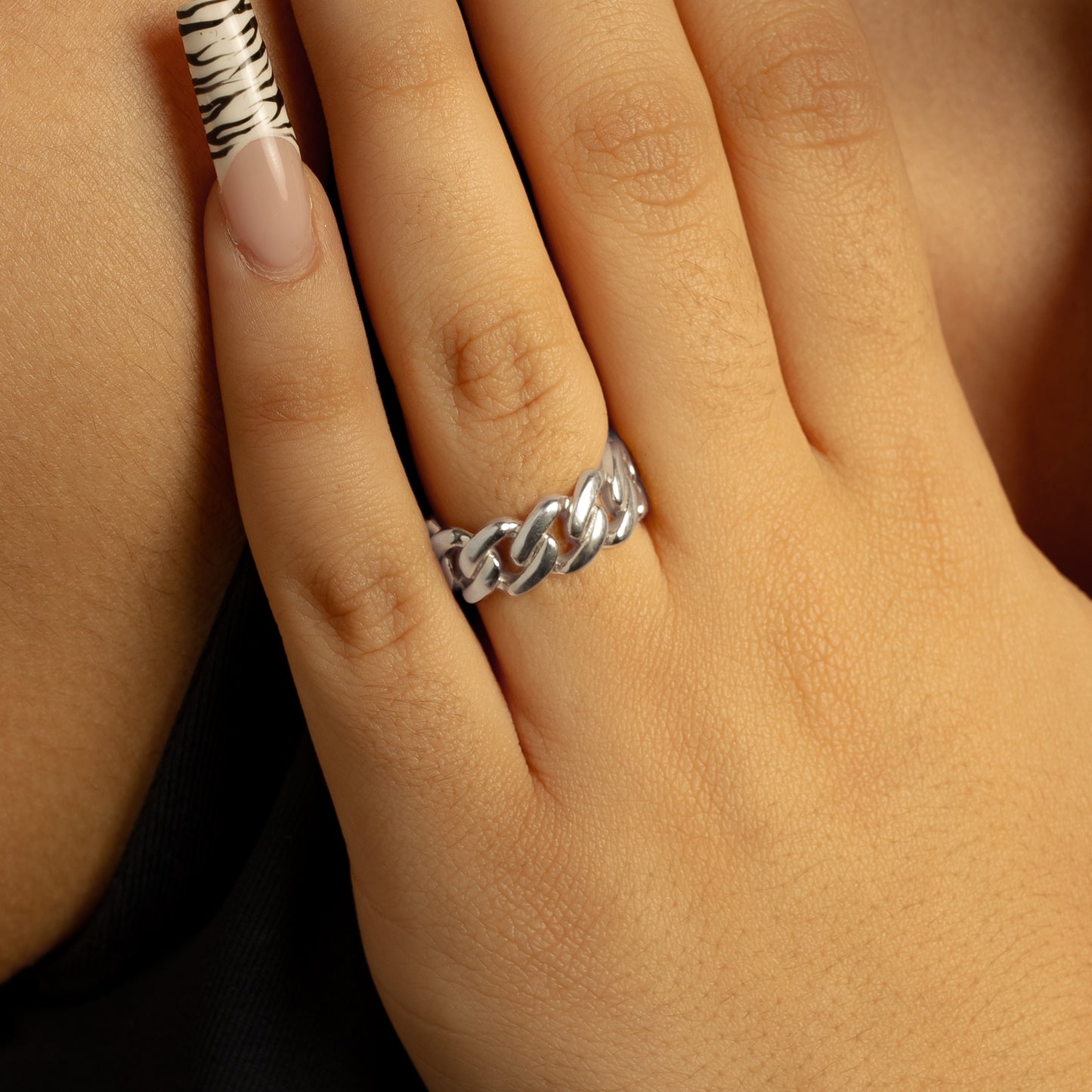 Cuban link ring 8mm silver