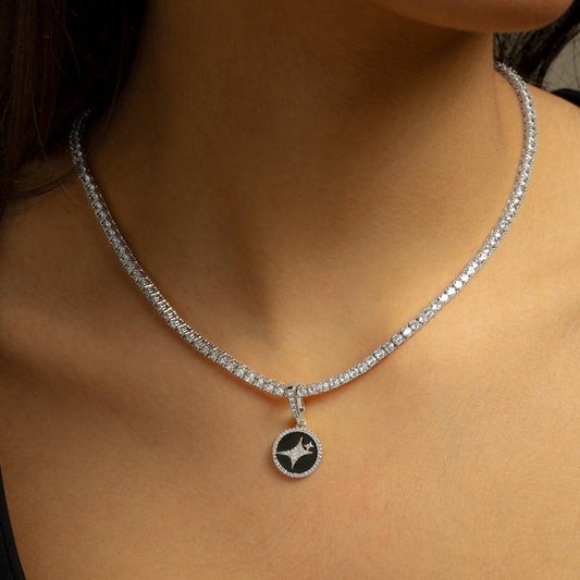 Médaillon Signature Argenté - Motif Noir