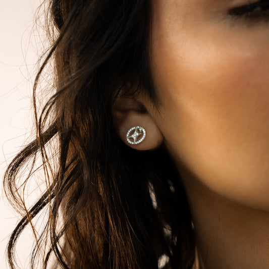 Iced Round signature earrings argentées