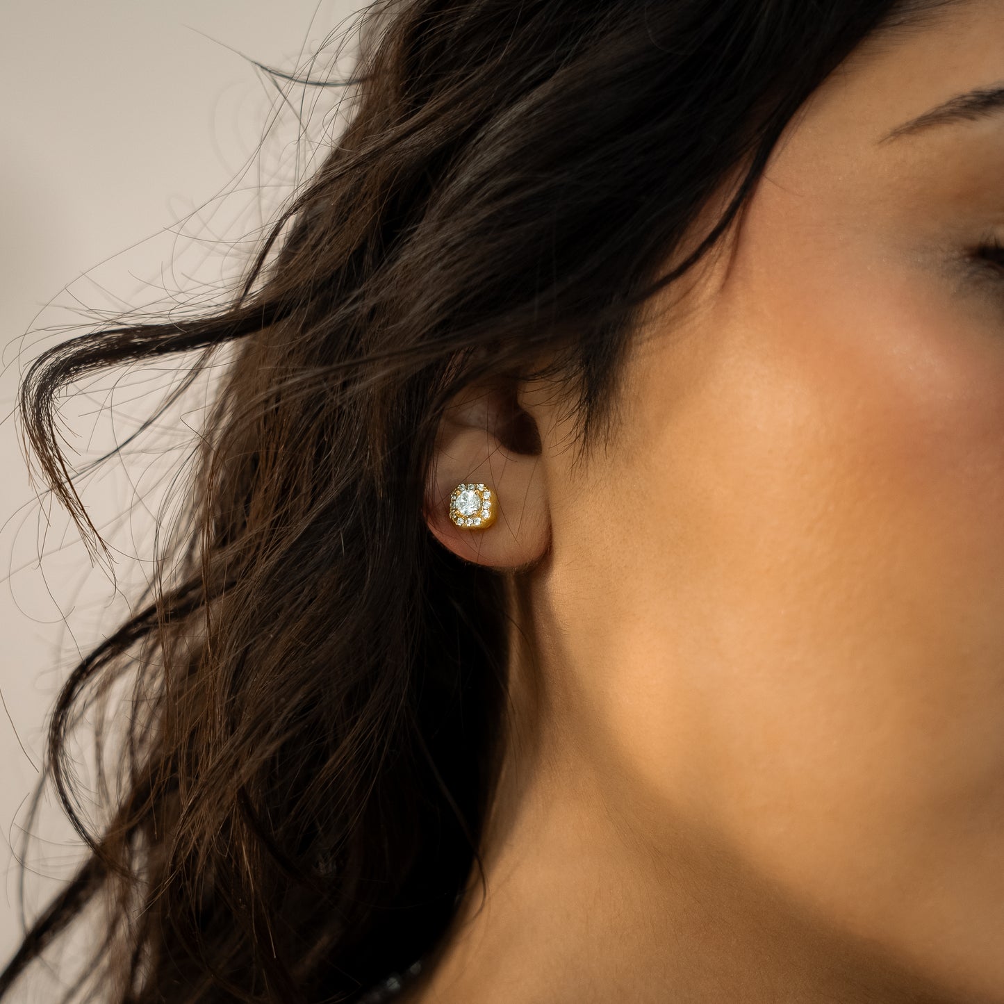 Golden Clustered tennis earring