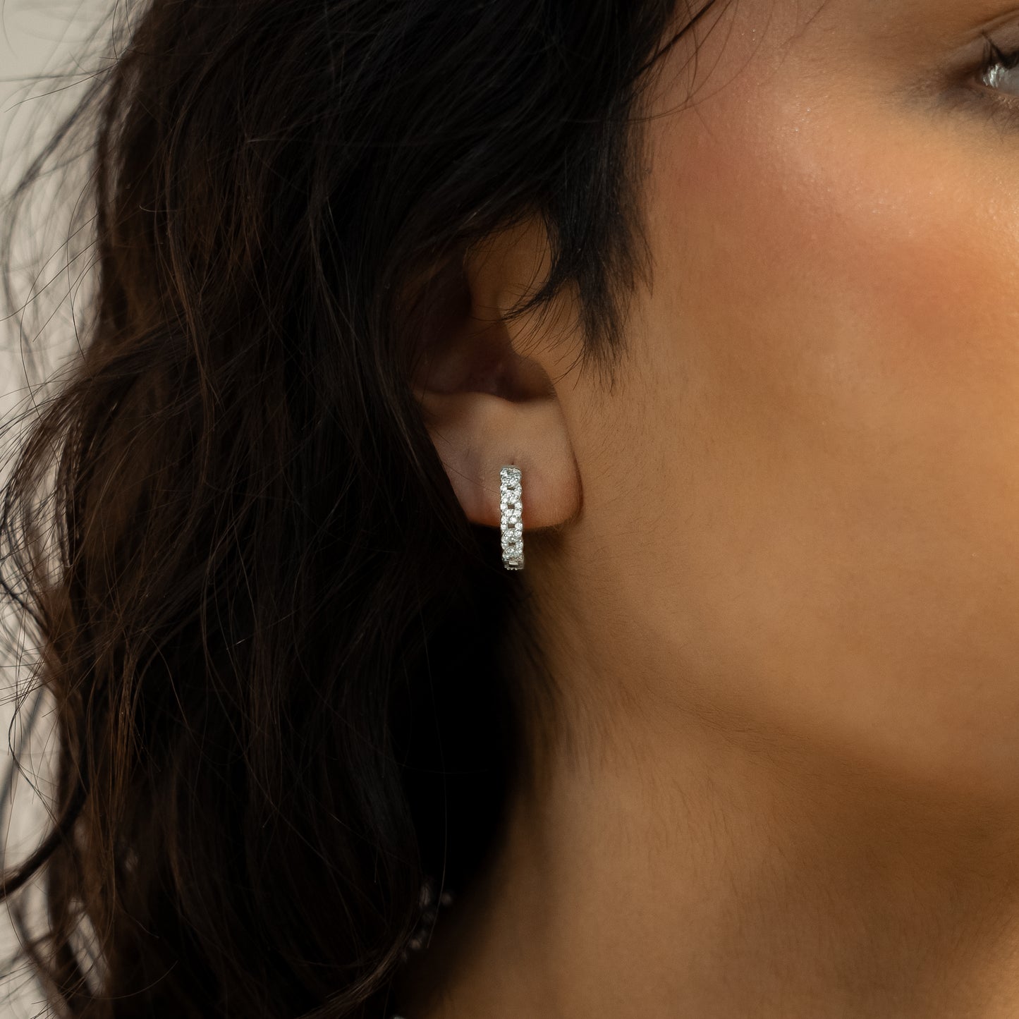 Iced cuban link earrings silver