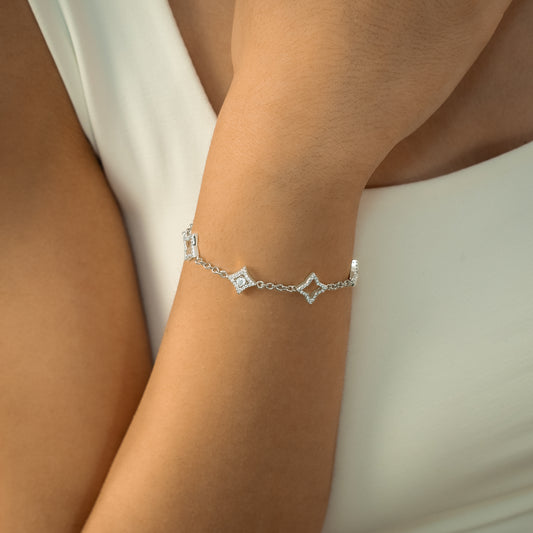 Mixed Star & Flower Bracelet Silver
