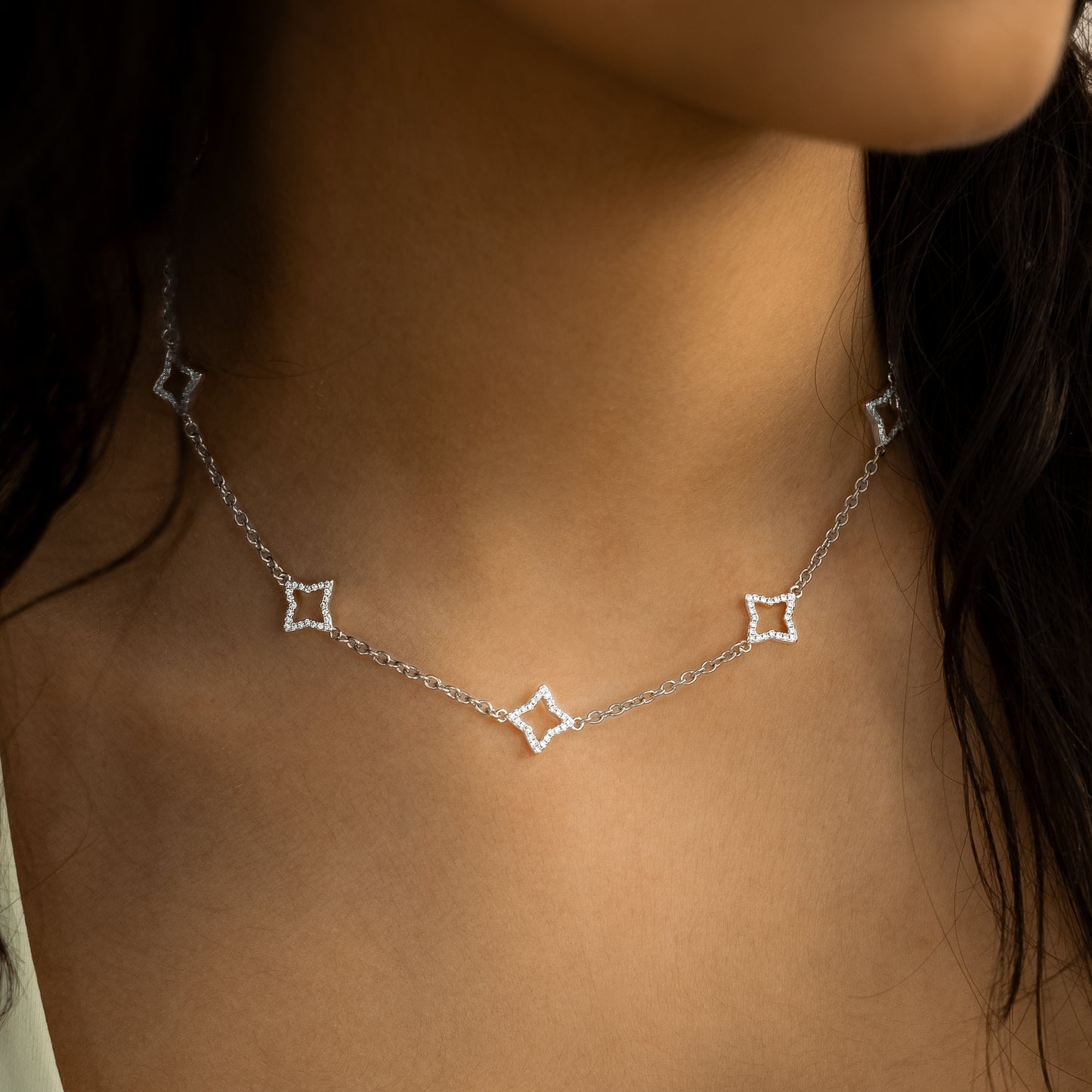 Hollow Flower Silver Chain