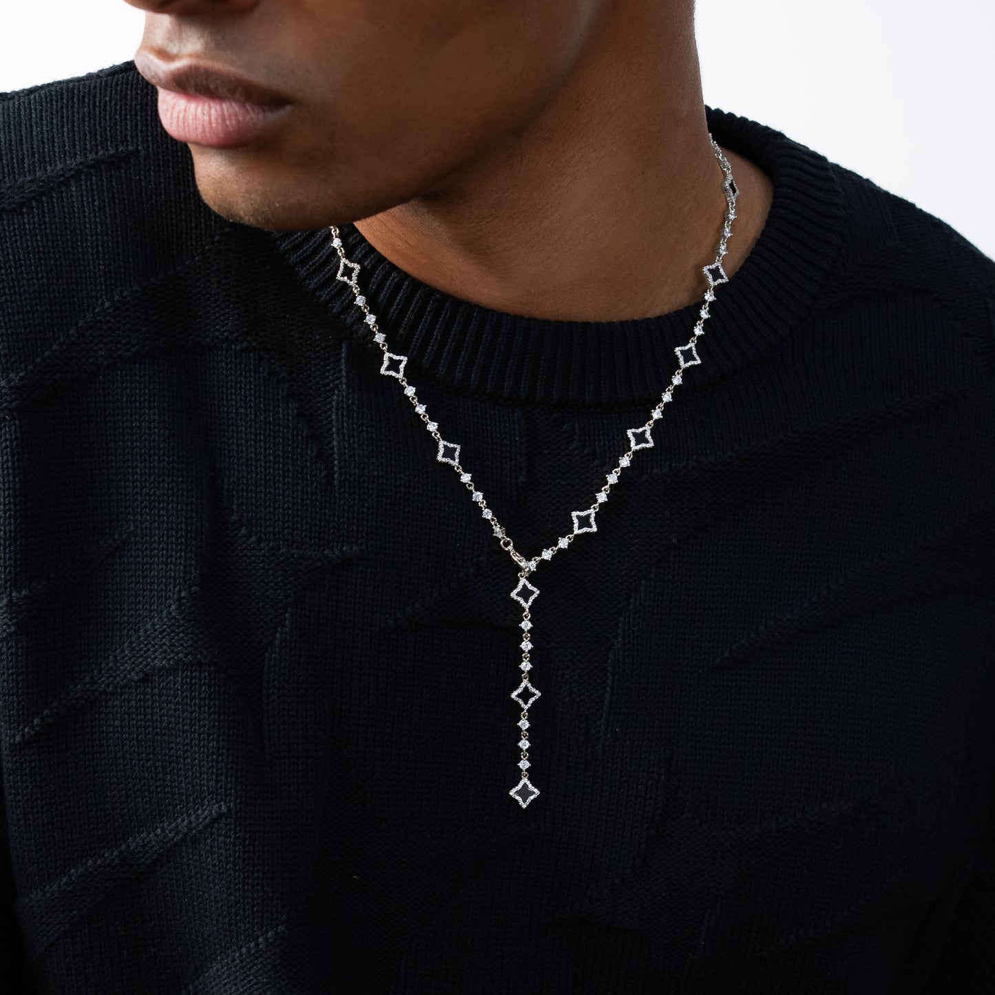 Lariat Flower Tennis Silver - Black Pattern