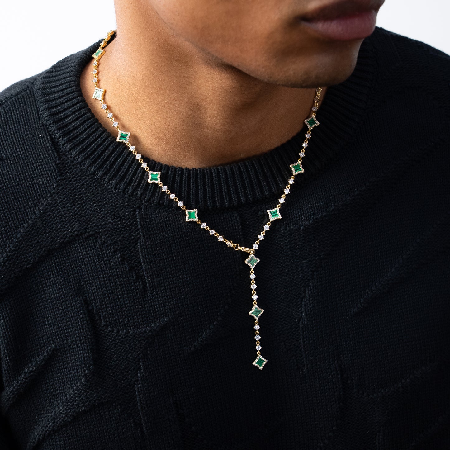 Lariat Flower Tennis Gold - Green Pattern