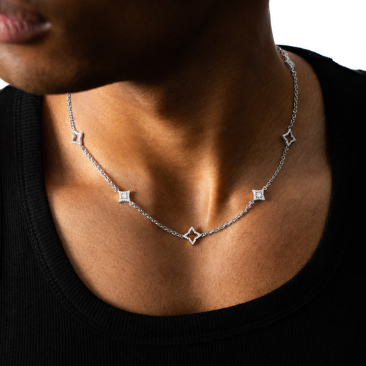 Mixed Star & Flower Silver Chain