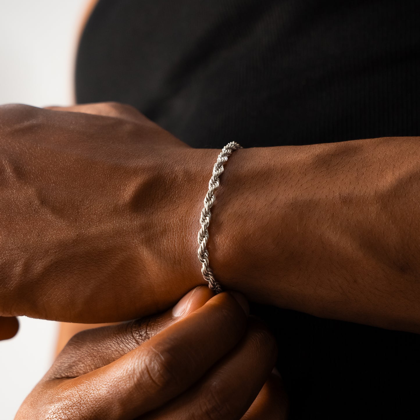Rope bracelet 4 mm silver