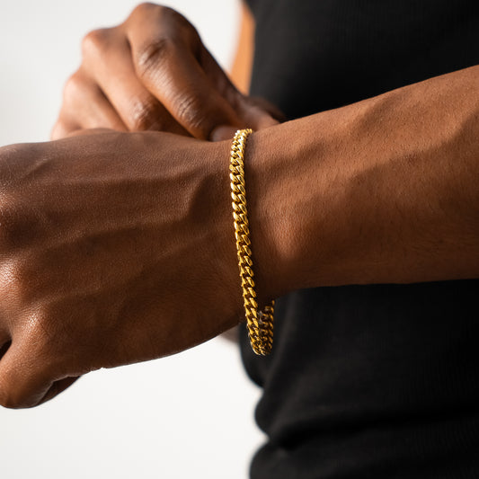 Cuban link bracelet 5 mm gold