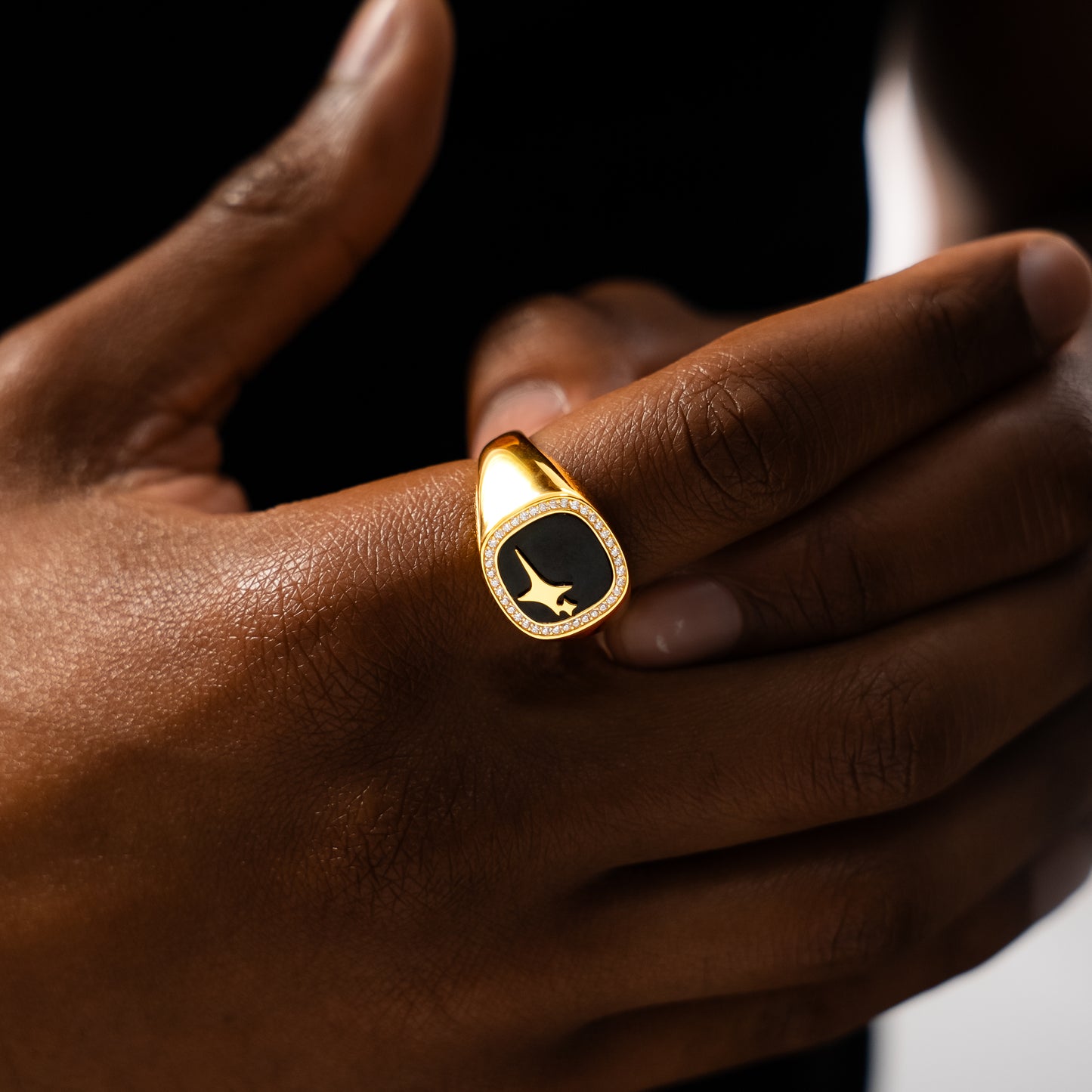 Iced Raw ring Gold - Black Pattern