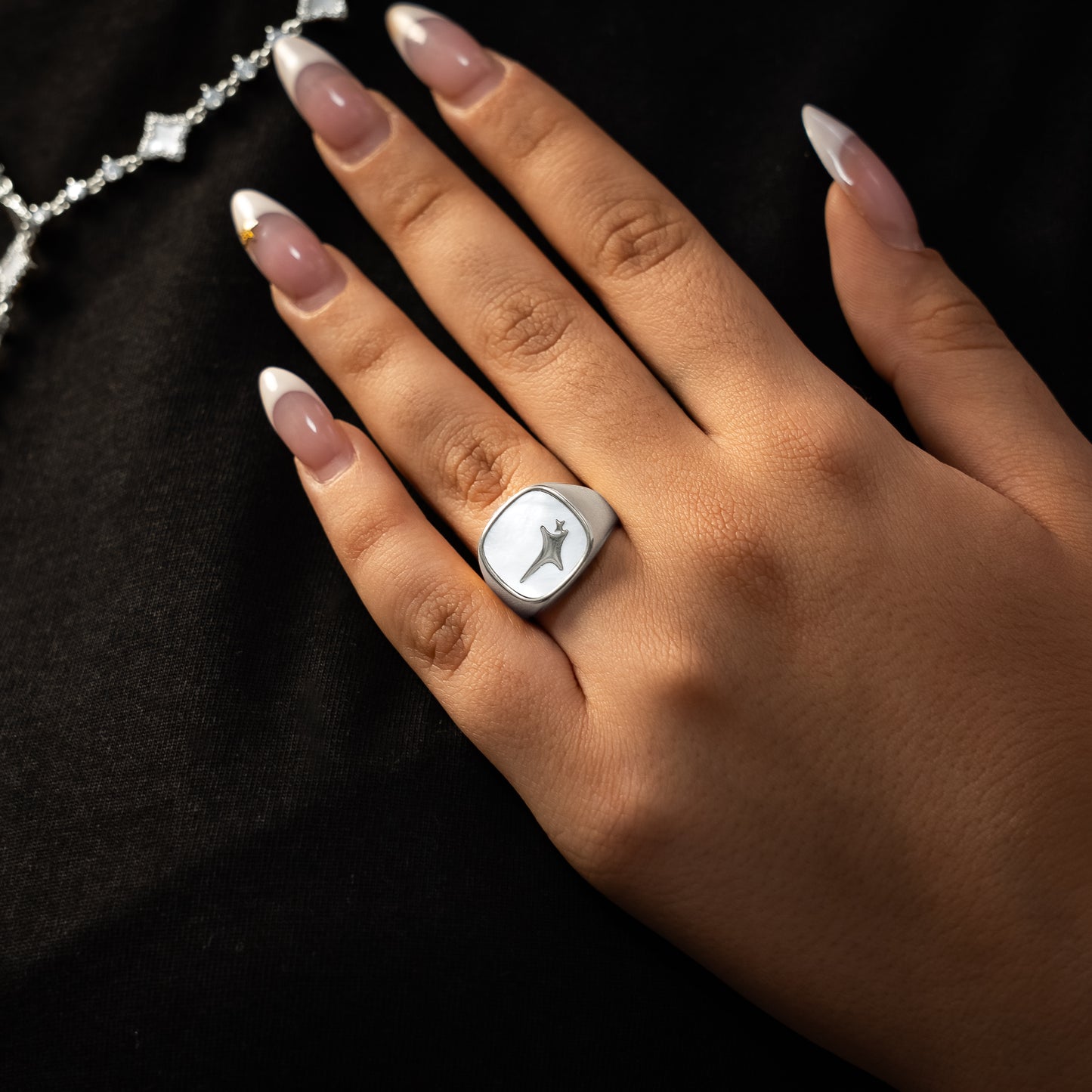 Raw Ring Silver - White Pattern