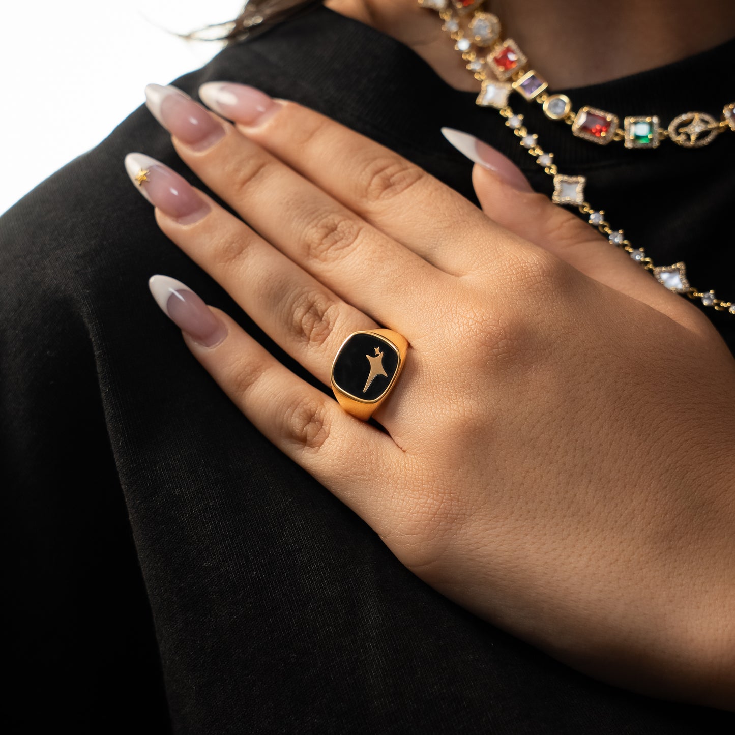 Raw Ring Gold - Black Pattern