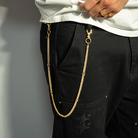 Wallet Chain Iced Cuban link Signature 5 mm Gold