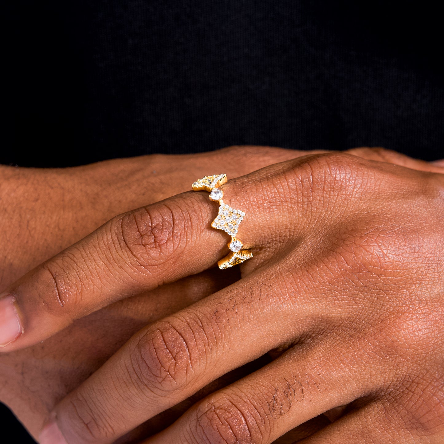 Flower tennis ring gold