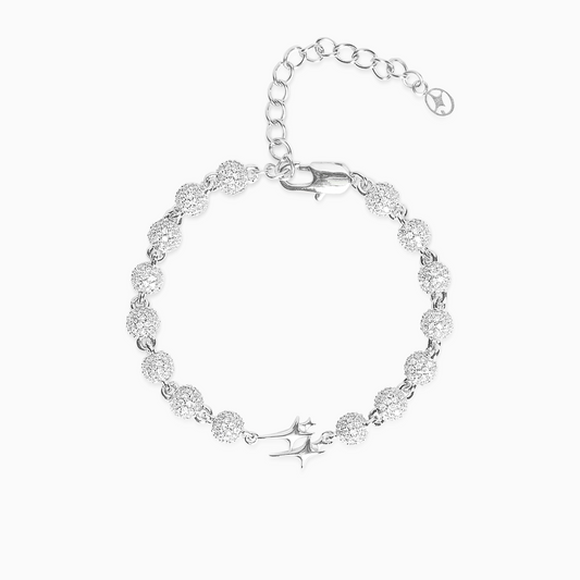 Bracelet Iced Bead link Signature Argenté