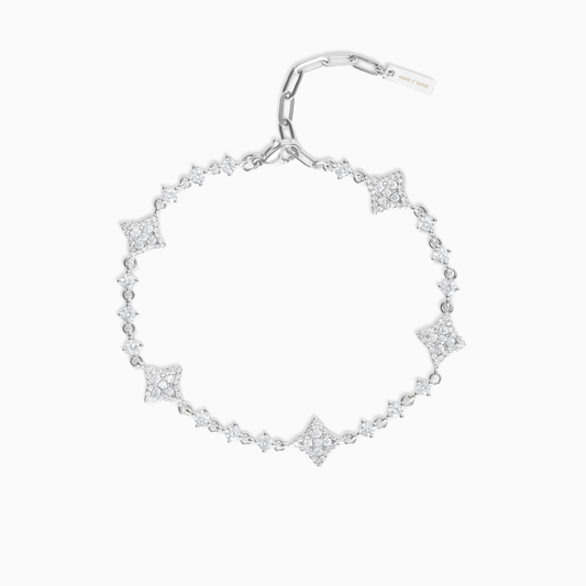 Bracelet Flower Tennis Argenté - Pierres blanches