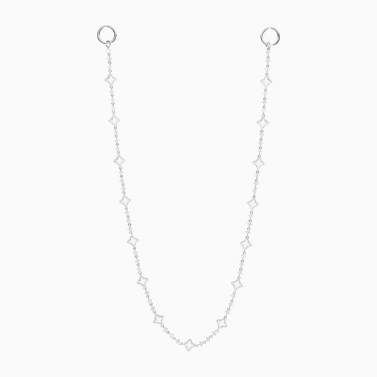 Silver Flower Tennis Wallet Chain - White Pattern