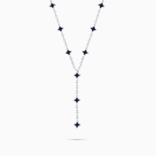 Lariat Flower Tennis Silver - Black Pattern