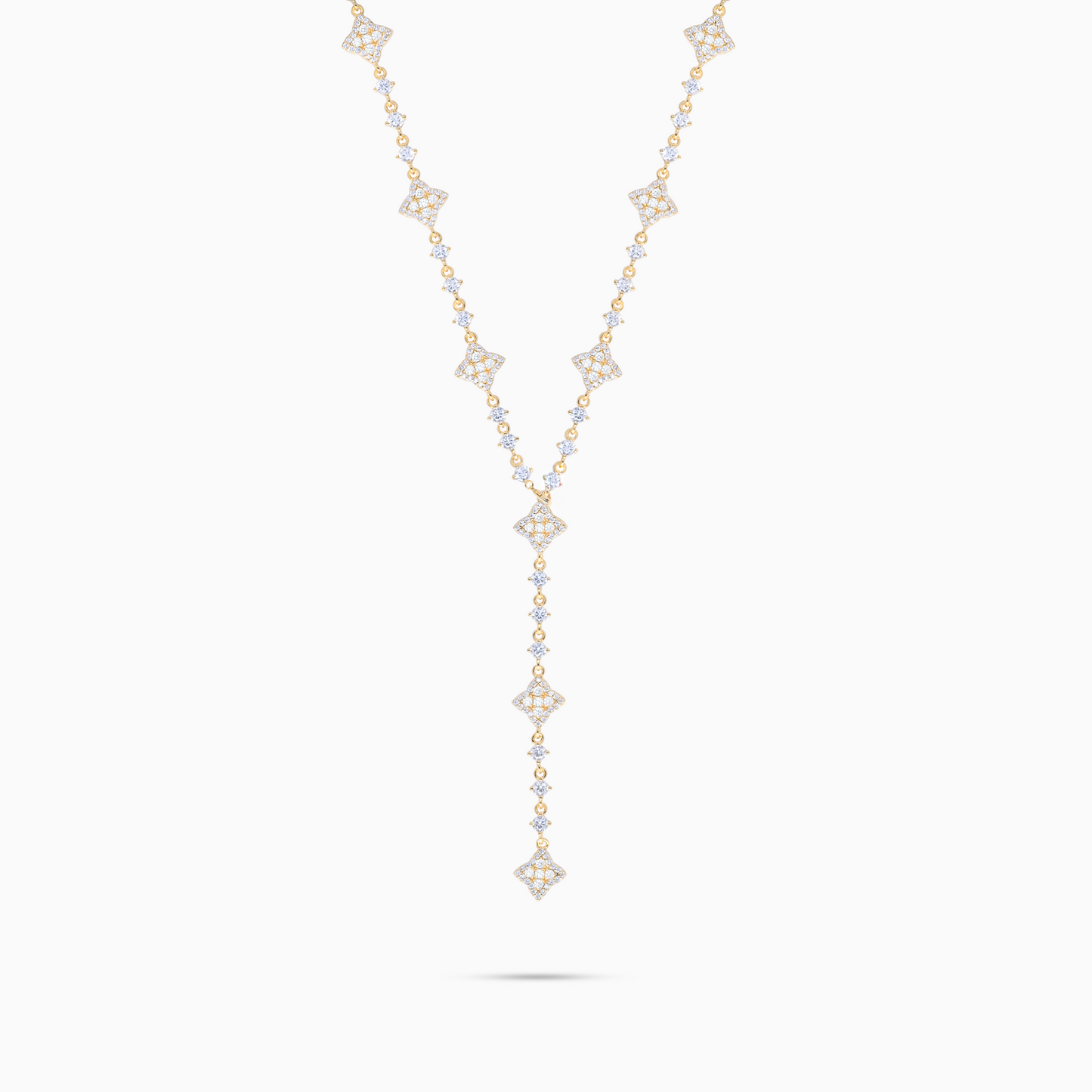 Lariat Flower Tennis Gold - White Stones