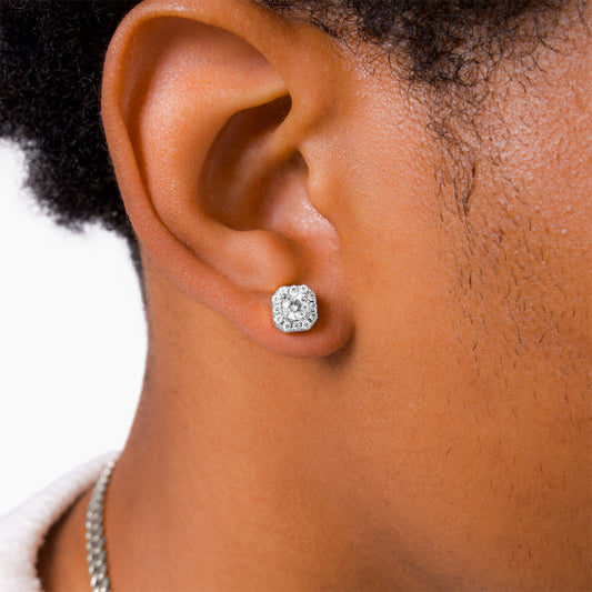 Clustered tennis silver earrings