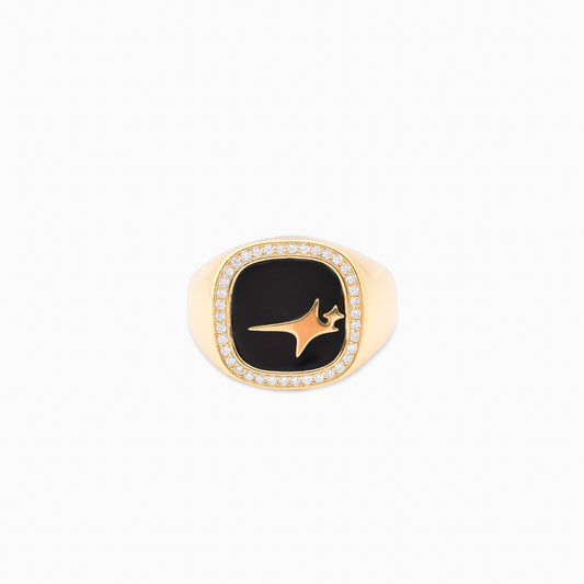 Iced Raw ring Gold - Black Pattern