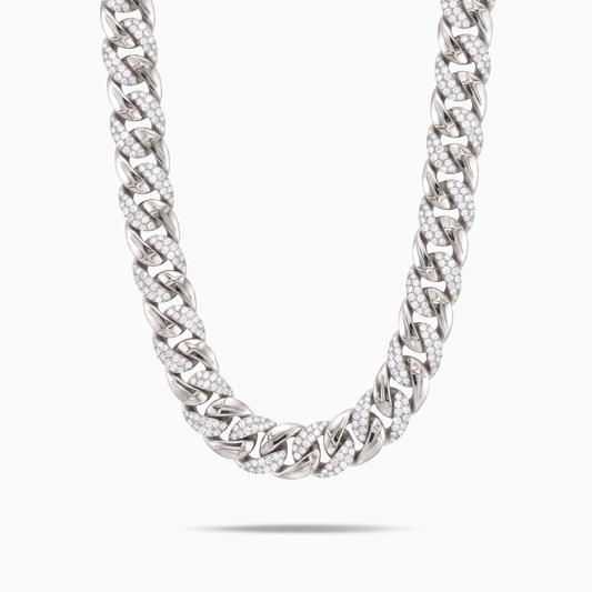 Iced Icon Cuban Link Chain 15mm 1/2 Silver