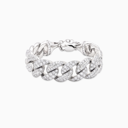 Iced Icon Cuban link Bracelet 15mm - Silver