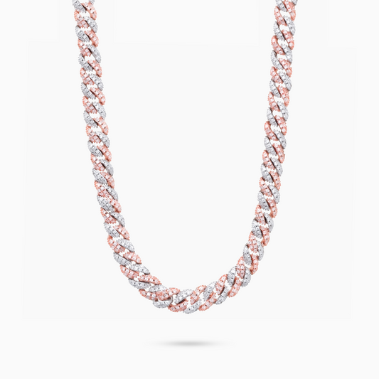 Chaîne Iced Cuban link 6,8 mm bicolore