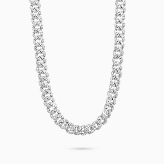 Iced Cuban link chain 6.8 mm silver