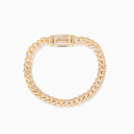 Bracelet Iced Cuban link 6,8 mm doré