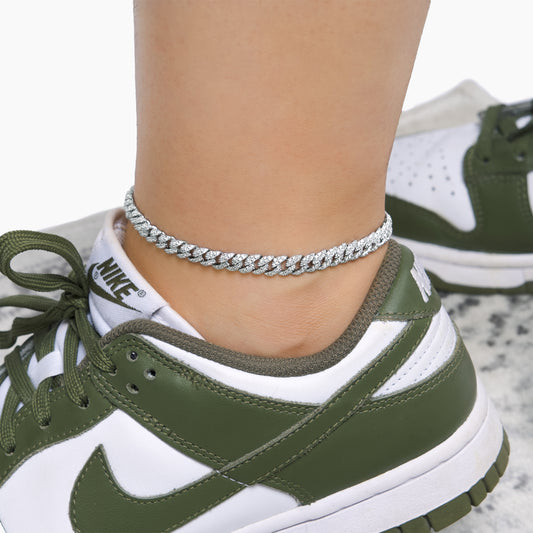 Anklet - Iced Cuban link 6.8mm (Adjustable)