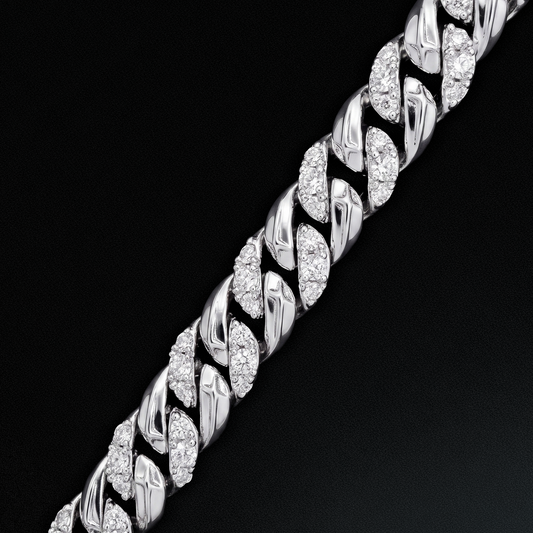 Iced Icon Cuban Link Plate Bracelet 6mm 1/2 Silver