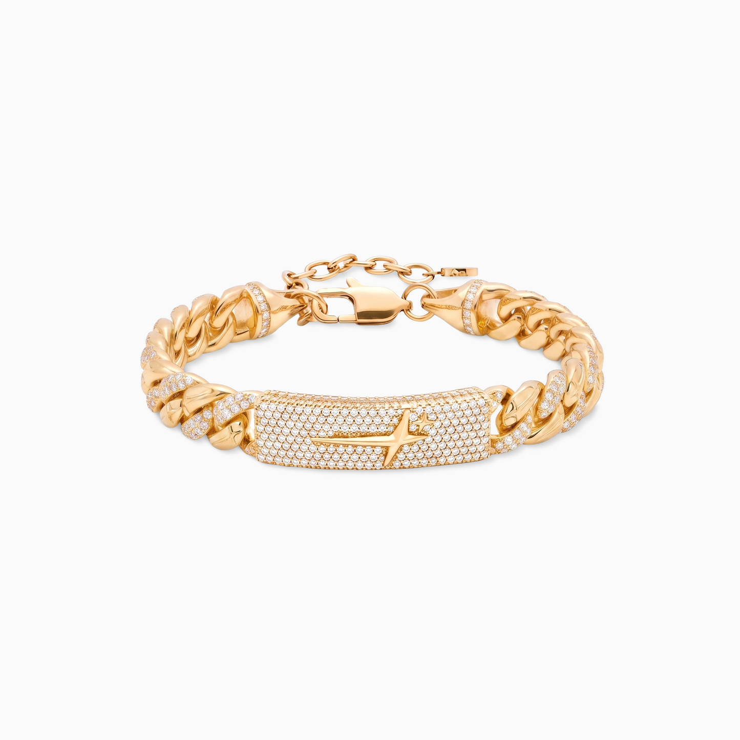 Bracelet Iced Icon Cuban link Plate 8mm 1/2 Doré