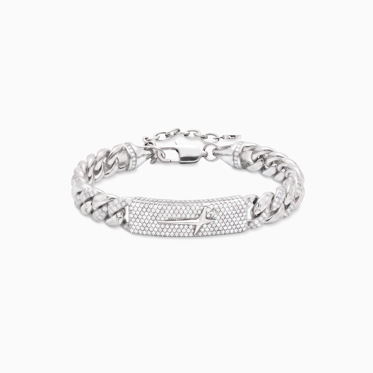 Bracelet Iced Icon Cuban link Plate 8mm 1/2 Argenté