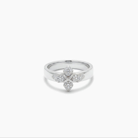 Iced crossed star ring - Argenté
