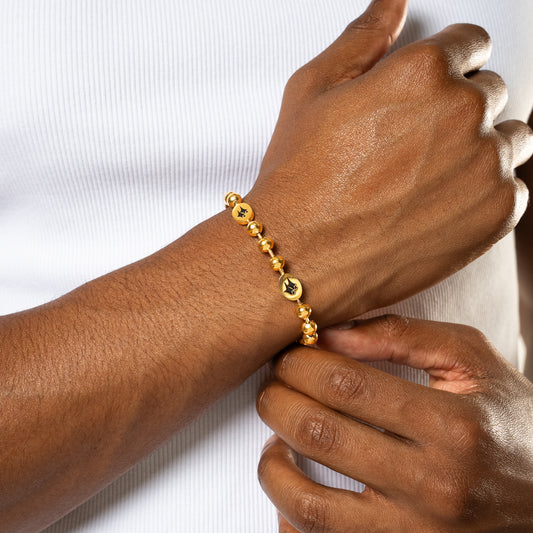 Signature Bead link Bracelet Gold