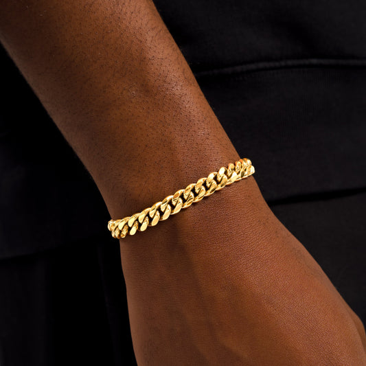 Cuban link bracelet 8 mm gold