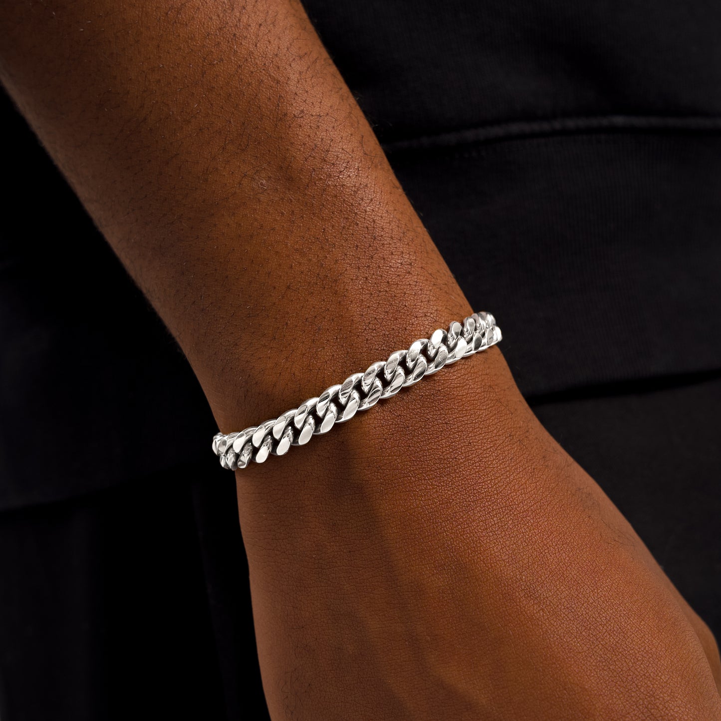 Cuban link bracelet 8 mm silver