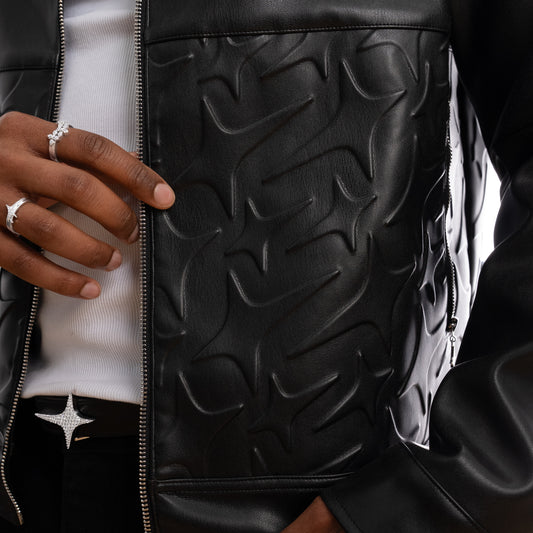 Leather Jacket Monogram - Black & Moissanite