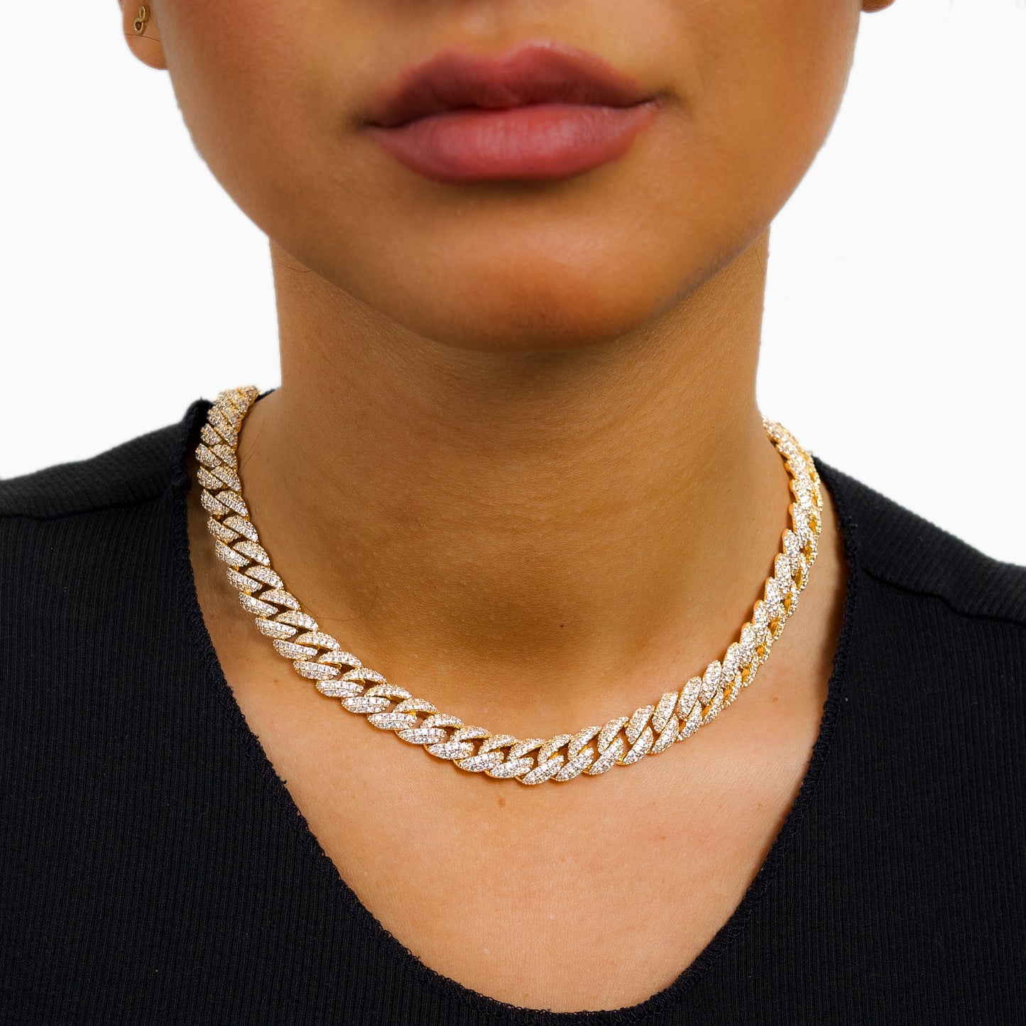 Chaîne Iced Cuban link 10 mm dorée