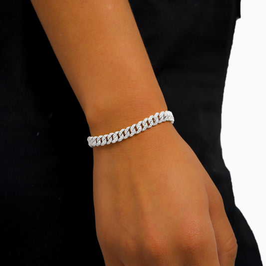 Iced Cuban link bracelet 6.8 mm silver