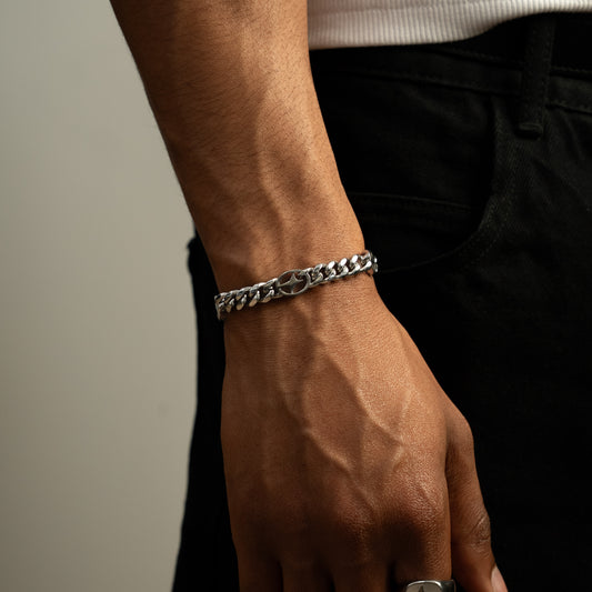 Cuban link bracelet 8 mm Signature Silver