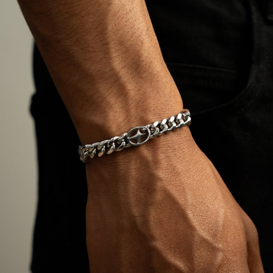 Cuban link bracelet 8 mm Signature Silver