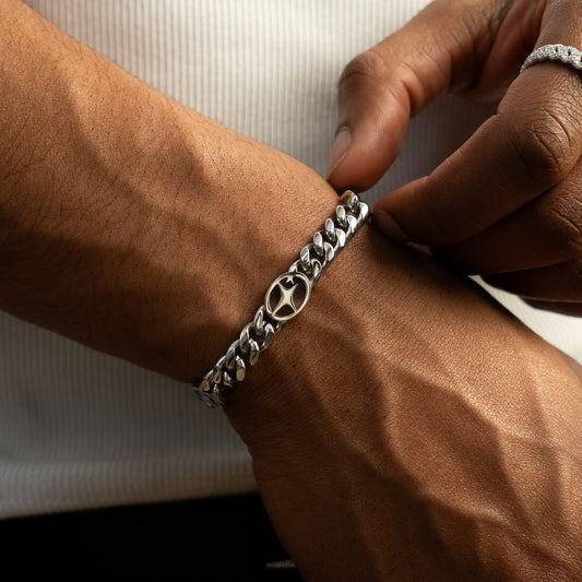 Cuban link bracelet 8 mm Signature Silver